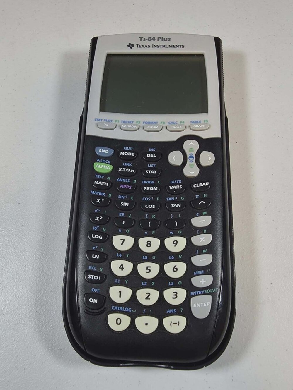 TEXAS INSTRUMENTS TI-84 PLUS GRAPHING CALCULATOR W/CASE WORKS BATTERIES NOT INCL